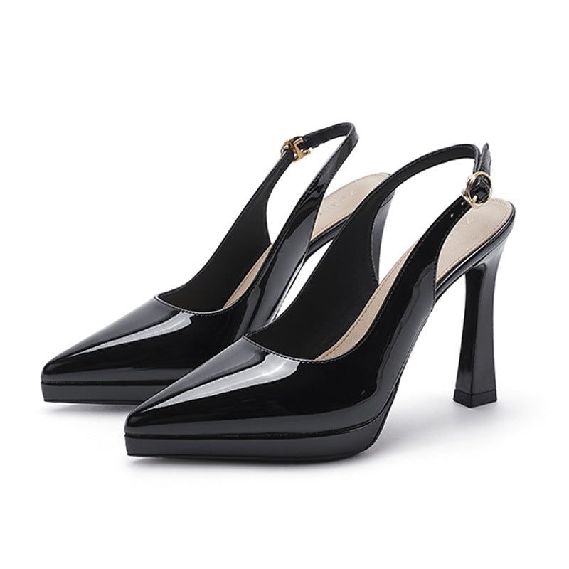 2025 125-C Baotou Backempty Sandals Women's Summer 2025 New Pointed Thin Heel High Heels Waterproof Table Not Tired Foot Shoes