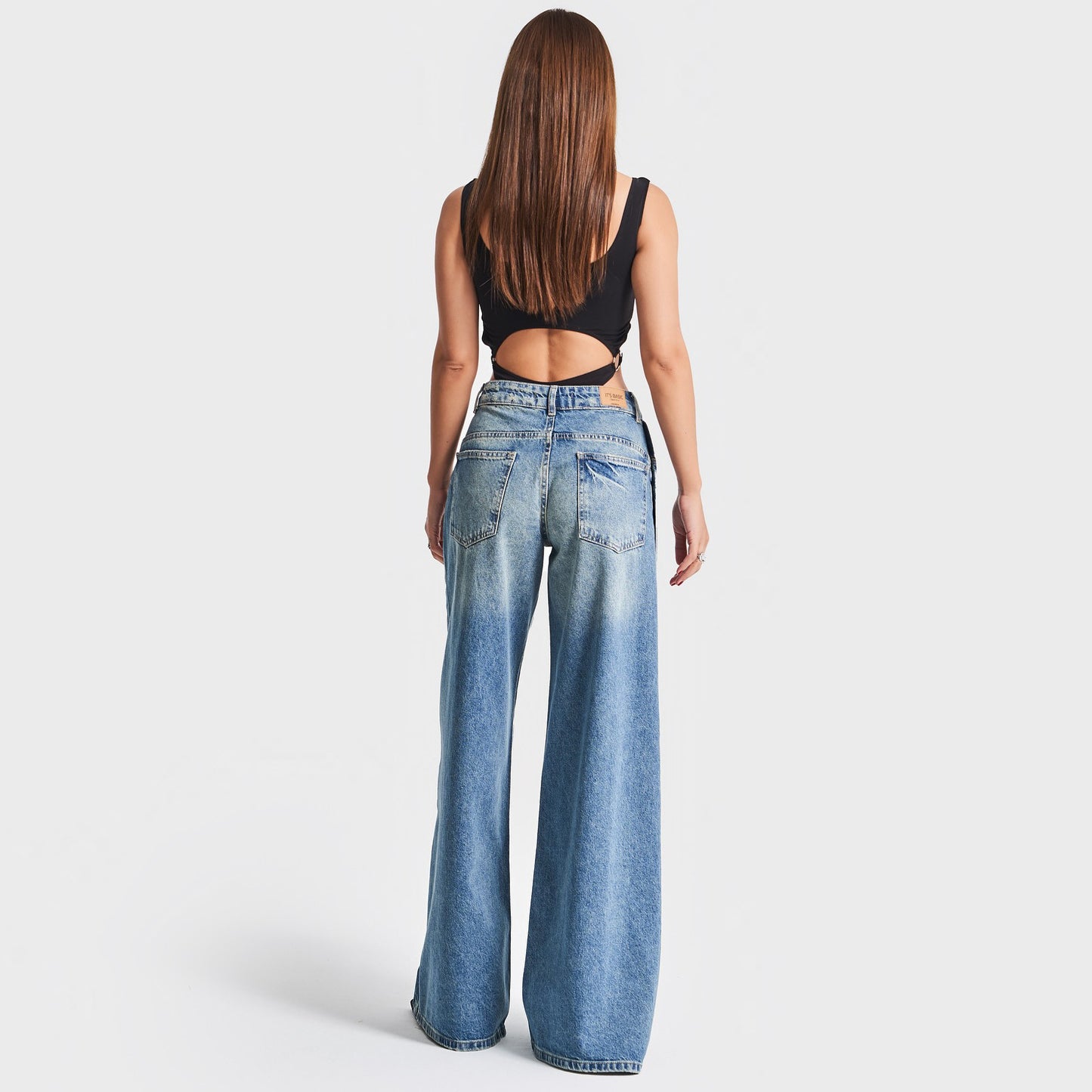 Popular trade women Street style side breasted high split wide leg jeans women's trend casual versatile trousers
