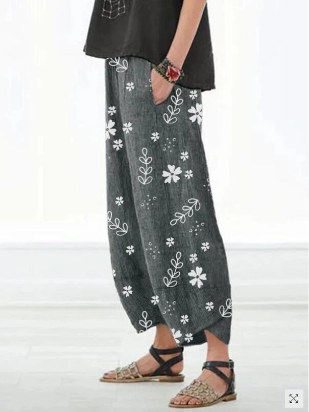 flowersverse A Large Number of in Stock Autumn New HOTan and NEWn plus Size Fashion Printing Loose Casual Ankle Banded Pants