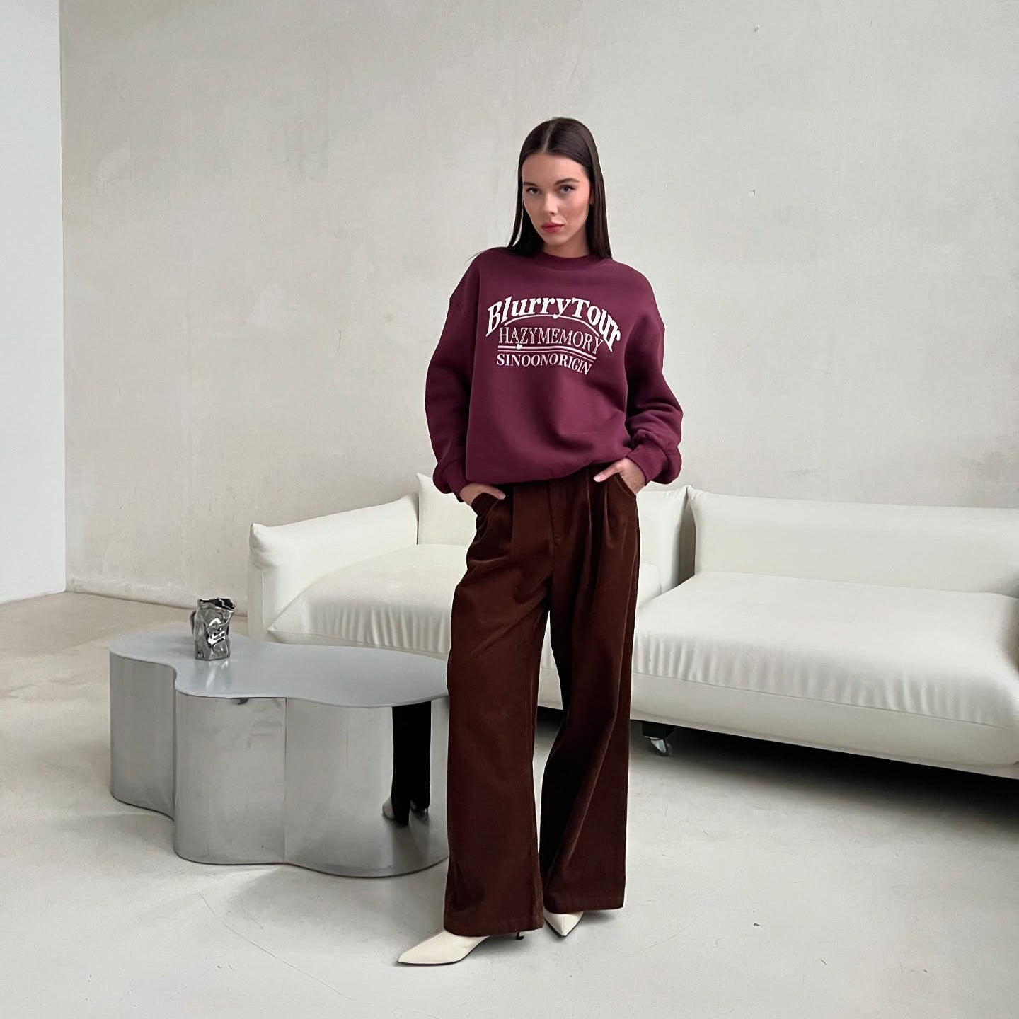 's new women's top, personalized fashion letter printing contrasting color crew neck sweater custom women's models