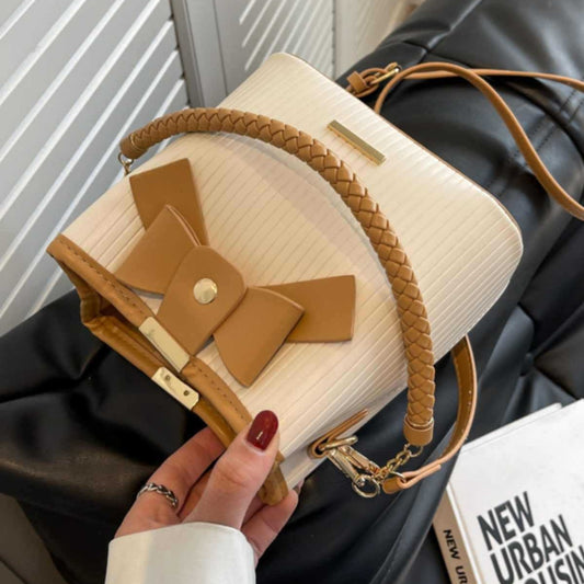 FLOWERSVERSE 2025 Niche design bow bag women's popular new trendy simple portable bucket bag high-end shoulder messenger bag