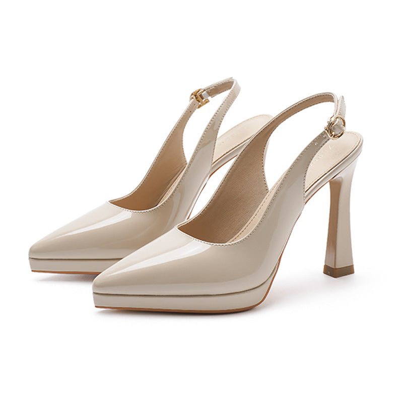 2025 125-C Baotou Backempty Sandals Women's Summer 2025 New Pointed Thin Heel High Heels Waterproof Table Not Tired Foot Shoes