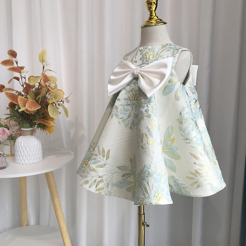 flowersverse One Year Old Celebration Dress New Summer Baby Princess Dress Printed Birthday Pettiskirt Sleeveless Girls' Zhuazhou Dress