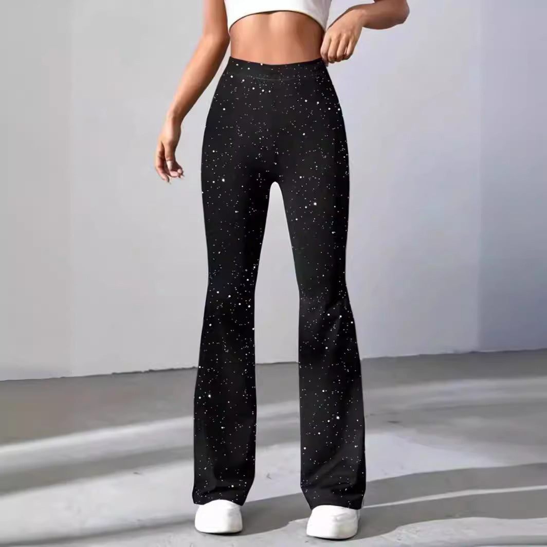 flowersverse Spring Cross-Border Foreign Trade Women's Clothing Independent Station Temu Hot Sale Sequins Shiny Flared Pants
