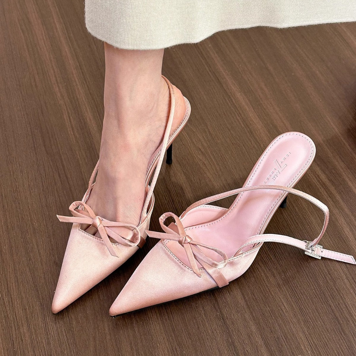 flowersverse New Cool and Gentle! Fashion Silver Pointed-Toe Bowknot Sandals Women's Summer Stiletto Heel High Heels
