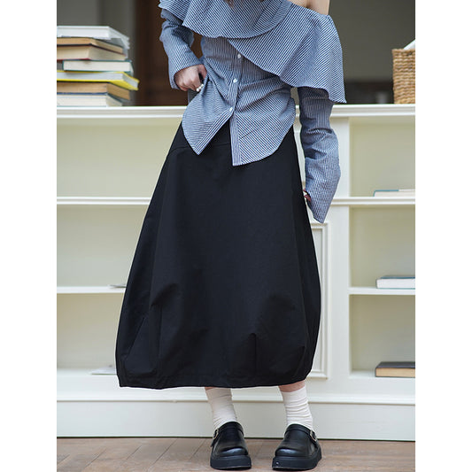 2025 spring new Korean version solid color flower high waist and thin temperament commuting puffy skirt 3015