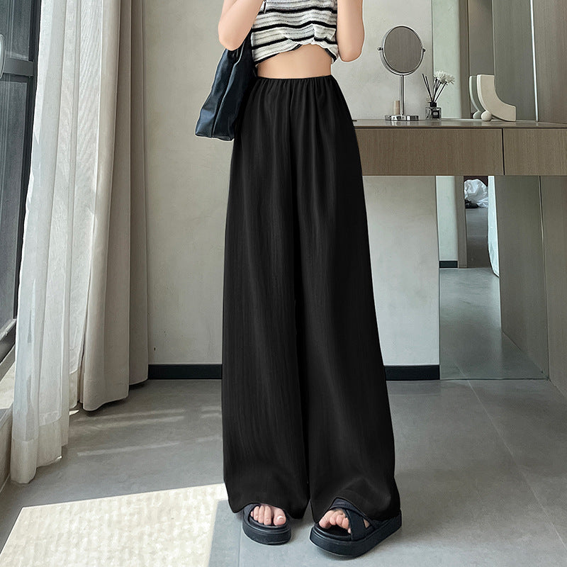flowersverse Summer New Ice Silk Cotton Linen High Waist Culottes Women's Loose Slimming Thin Casual Linen Wide-Leg Pants