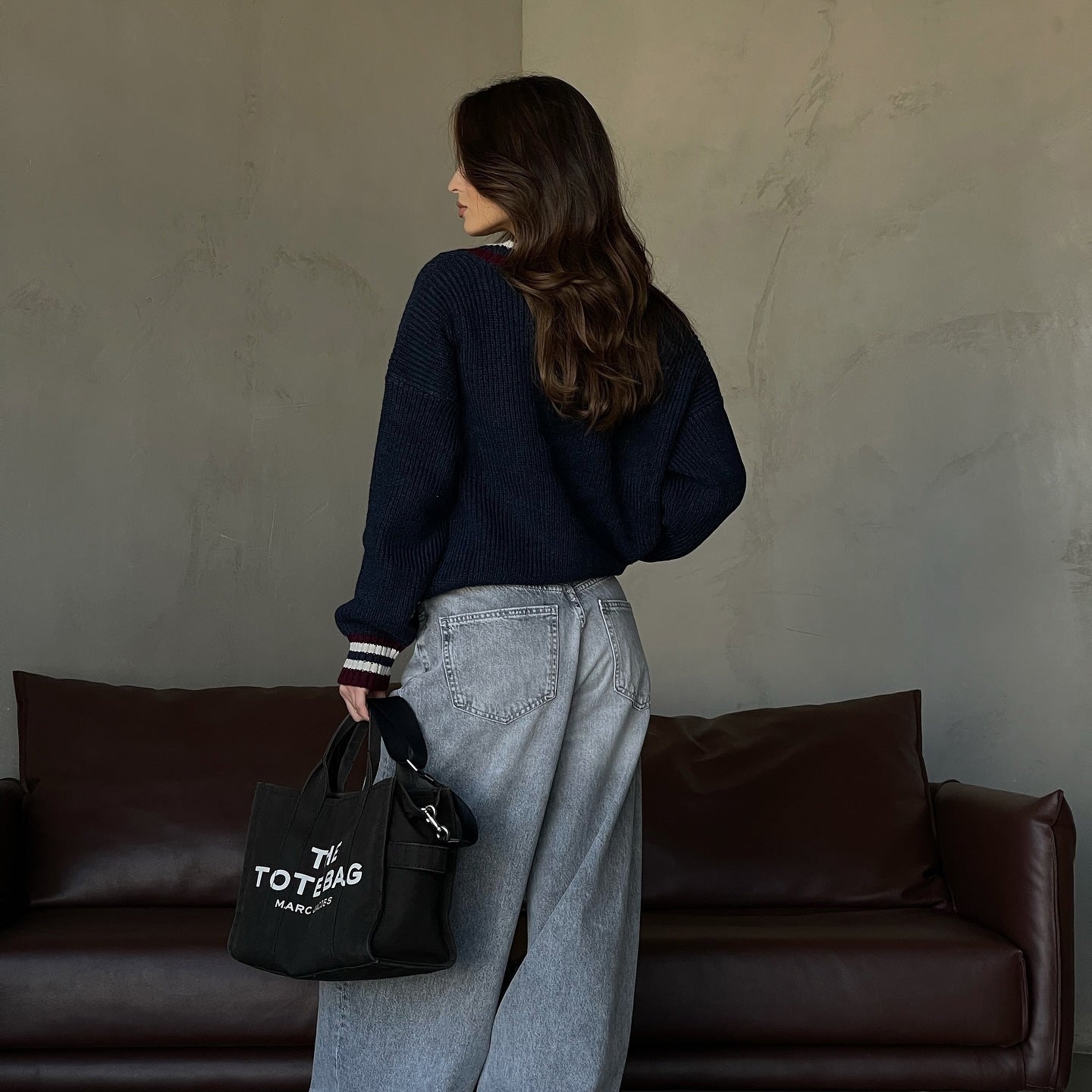 Stripes contrasting colors fashion ins wind sweater women's autumn and winter new V-neck long-sleeved pullover lazy loose knitted top women