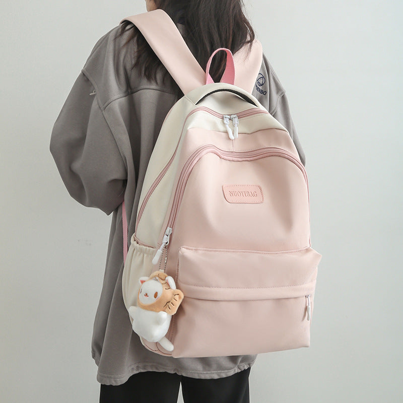 Backpack for Women New Korean Original Harajuku Contrast Color Student Schoolbag Sweet Large Capacity Versatile Backpack for Men