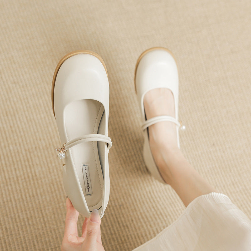 flowersverse Pingdi Factory Apricot Women's Shoes Mary Jane Shoes High Heel Korean Style Shoes Huizhou Yue Xin Wang New High Heels