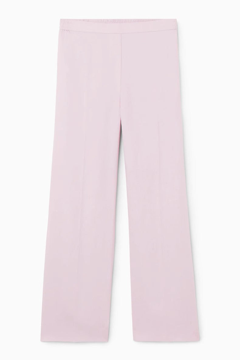 flowersverse CS Women's Casual Pants Spring New Wide Leg Fine Cut Linen Trousers, White 1208909002