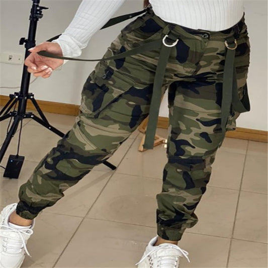 flowersverse HOTan and NEWn Independent Station Women's New Camouflage Knitting Skinny Pants