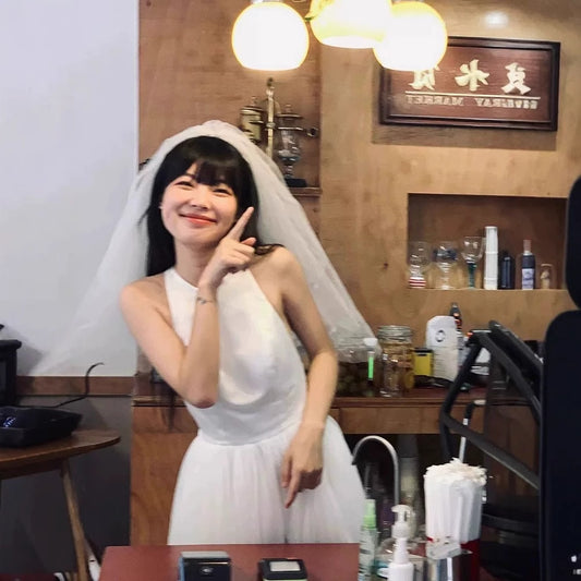 2025 White light wedding dress can be worn every day new small registration and certificate dress photo studio photo theme clothing