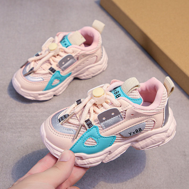 flowersverse Girls Sneaker Spring and Autumn New Baby Mesh Breathable Casual Shoes Boys Dad Shoes Children's Single-Layer Shoes Tide