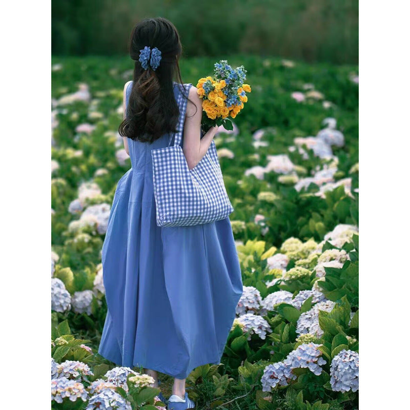 Yunnan Dali Erhai travel wear women's clothing dopamine island blue Sanya seaside vacation beach dress