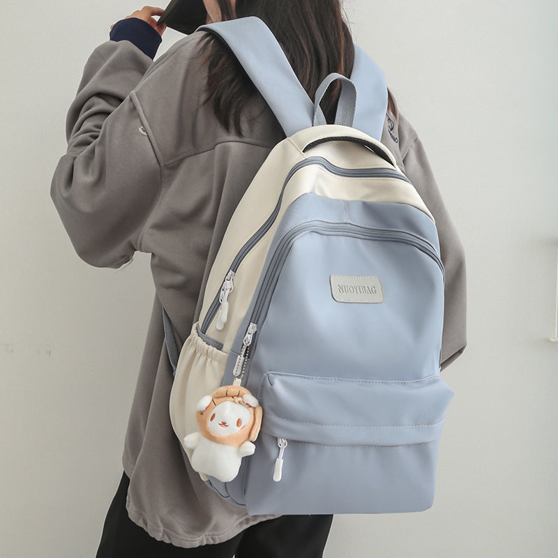 Backpack for Women New Korean Original Harajuku Contrast Color Student Schoolbag Sweet Large Capacity Versatile Backpack for Men