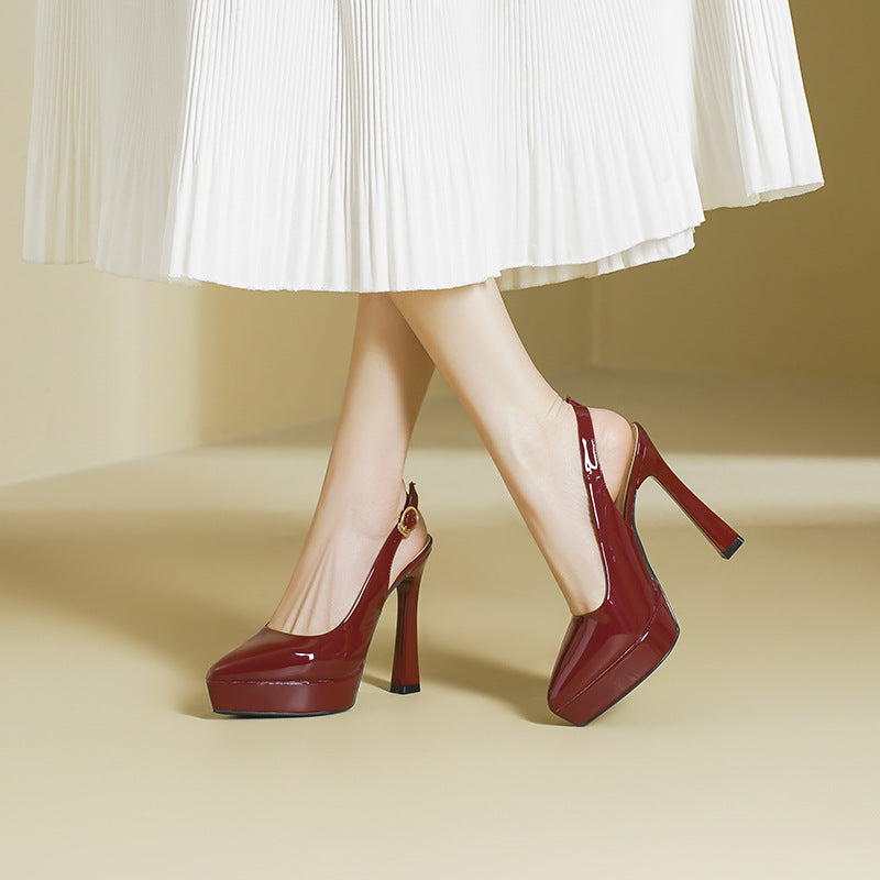 2025 125-C Baotou Backempty Sandals Women's Summer 2025 New Pointed Thin Heel High Heels Waterproof Table Not Tired Foot Shoes