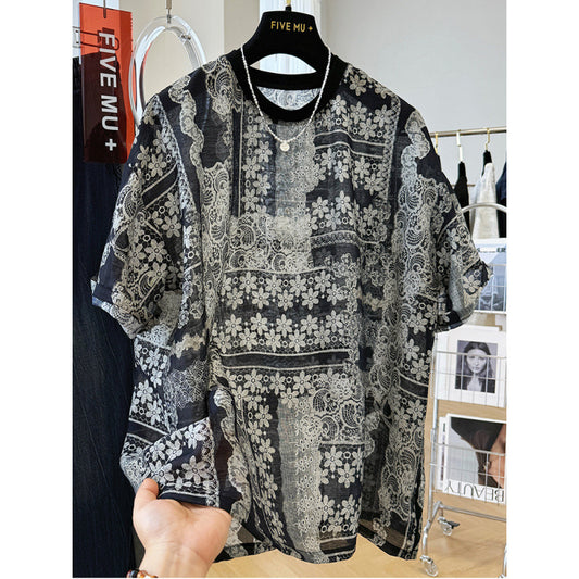 Premium sense retro loose lazy wind short-sleeved T-shirt women's summer thin temperament shirt super good-looking top