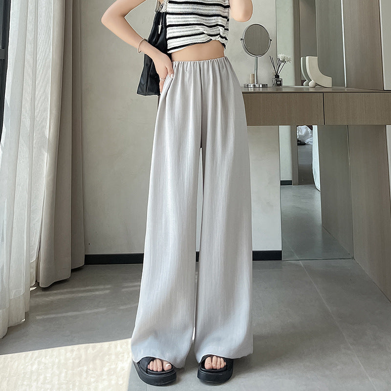 flowersverse Summer New Ice Silk Cotton Linen High Waist Culottes Women's Loose Slimming Thin Casual Linen Wide-Leg Pants