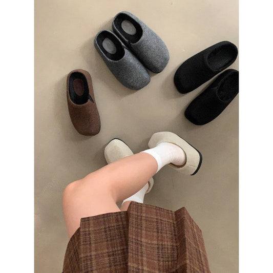 2025 Casual bag head, half drag Birkenstocks, platform women's shoes, half pack of cool slippers, all-match loafers in autumn and winter, single shoes