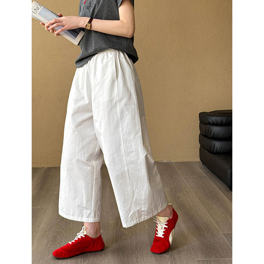 2025 Spring New Korean Version High Waist Elastic Washed Loose Casual Wide Leg Pants Pants 6027