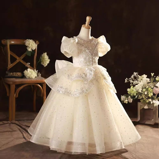 flowersverse Wholesale Children's Dress Princess Dress High-End Little Host Girls Birthday New Costume for Piano Performance Summer