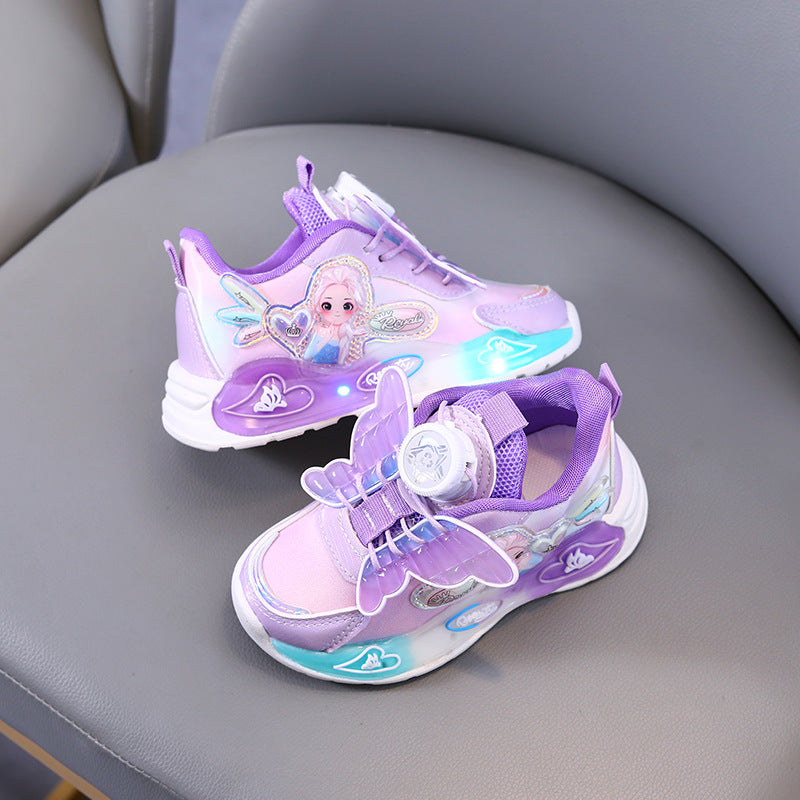 flowersverse Girls' Shoes Spring New Student Shoes Rotating Buckle Shoes Girls Casual Shoes Children Sneaker