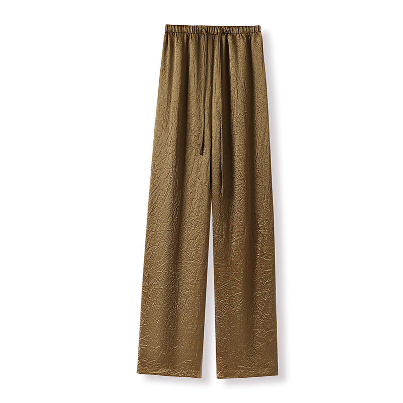new new Chinese light national style solid color simple acetic acid casual pants high-end light luxury trousers M4082