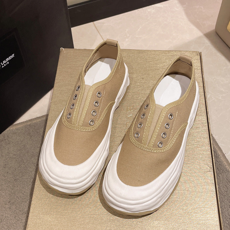 flowersverseCasual Shoes for Women Spring and Summer New Western Style Non-Slip Thick-Soled Canvas Shoes Trendy All-Matching Student Dissolved Shoes