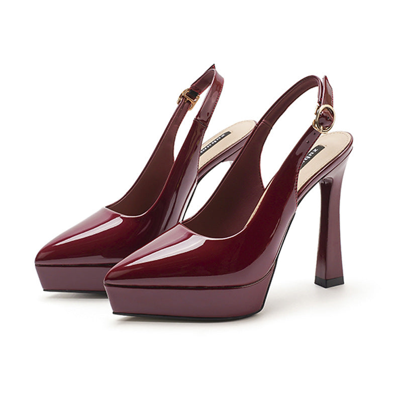 2025 125-C Baotou Backempty Sandals Women's Summer 2025 New Pointed Thin Heel High Heels Waterproof Table Not Tired Foot Shoes