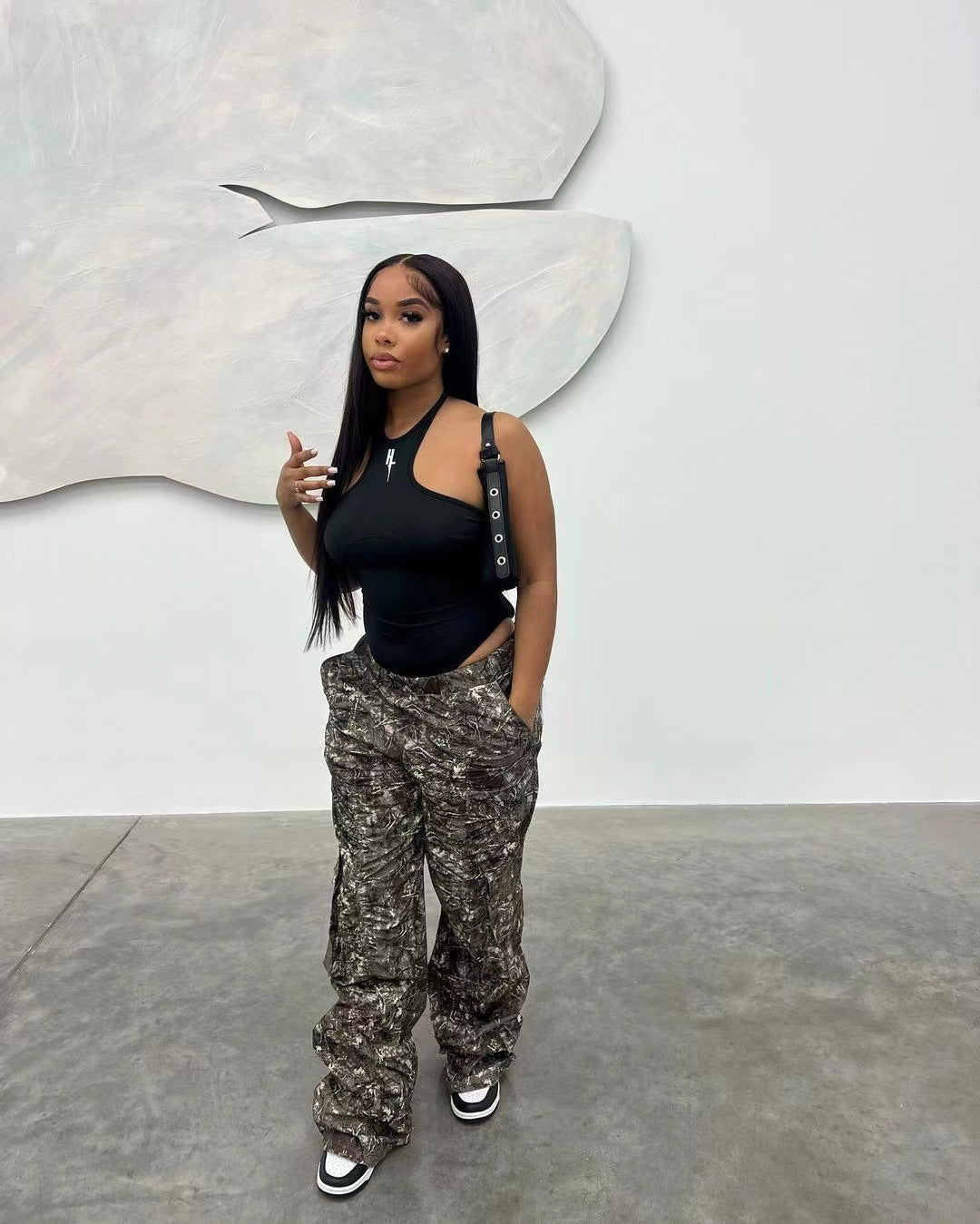 FLOWERSVERSE T23318 European and American Women's Clothing Fashion Casual Camouflage Printed Overalls Exclusive for Cross-Border One Piece Dropshipping