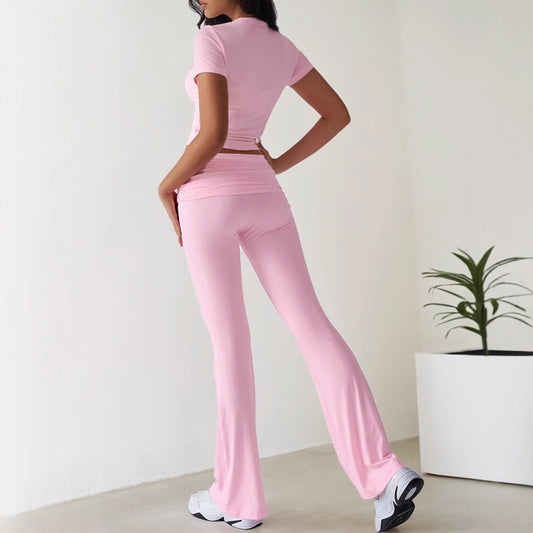 FLOWERSVERSE 2025 2025 spring and summer new New explosion casual fashion suit solid color versatile short-sleeved trousers two-piece set