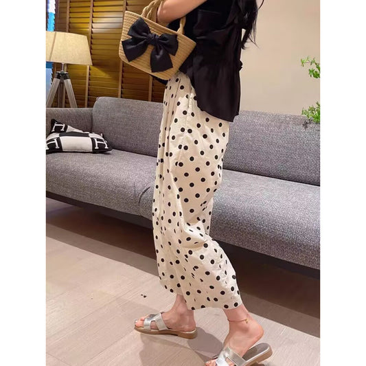 Summer pants thin women's new popular polka dot Harlan radish pants loose and versatile casual nine-point pants