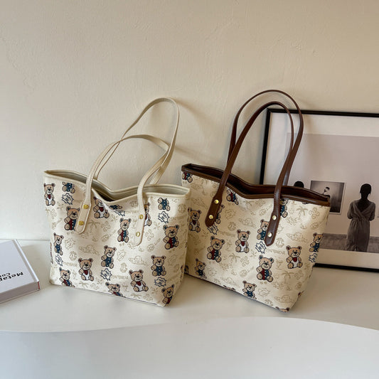 FLOWERSVERSE Processing Customized Large Capacity Bag Female New Simple and Versatile Shoulder Bag Texture Class Commuter Tote