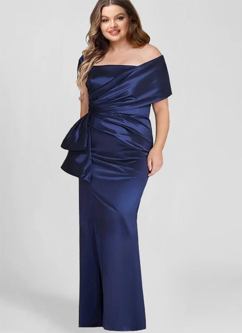 FLOWERSVERSE 2025 2025 Popular trade new navy blue fishtail satin ball dress wedding dress