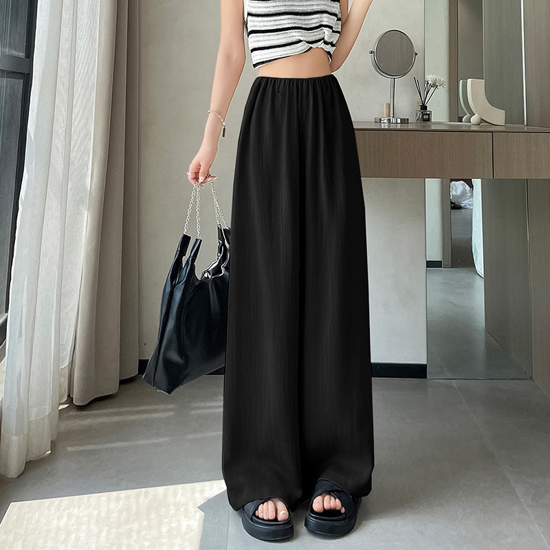 flowersverse Summer New Ice Silk Cotton Linen High Waist Culottes Women's Loose Slimming Thin Casual Linen Wide-Leg Pants