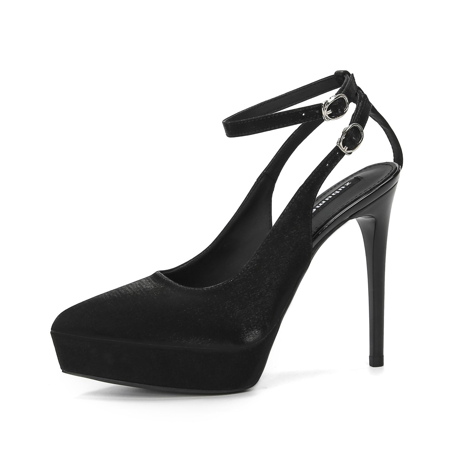 2025 1233-1 one-word bag head sandals pointed thin heels high heels waterproof table super high heels satin single shoes are not tired