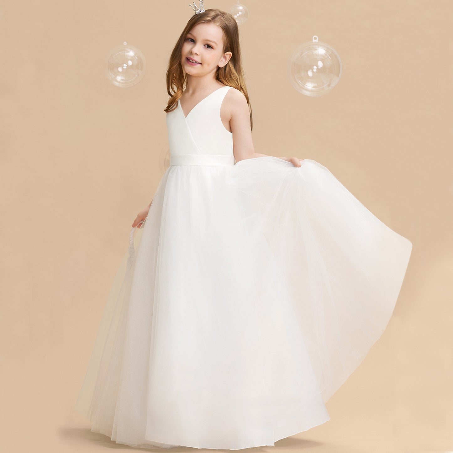 flowersverse New Girls' Dress Children and Teens Princess Dress Bow Dress Girl Costume for Piano Performance Dress