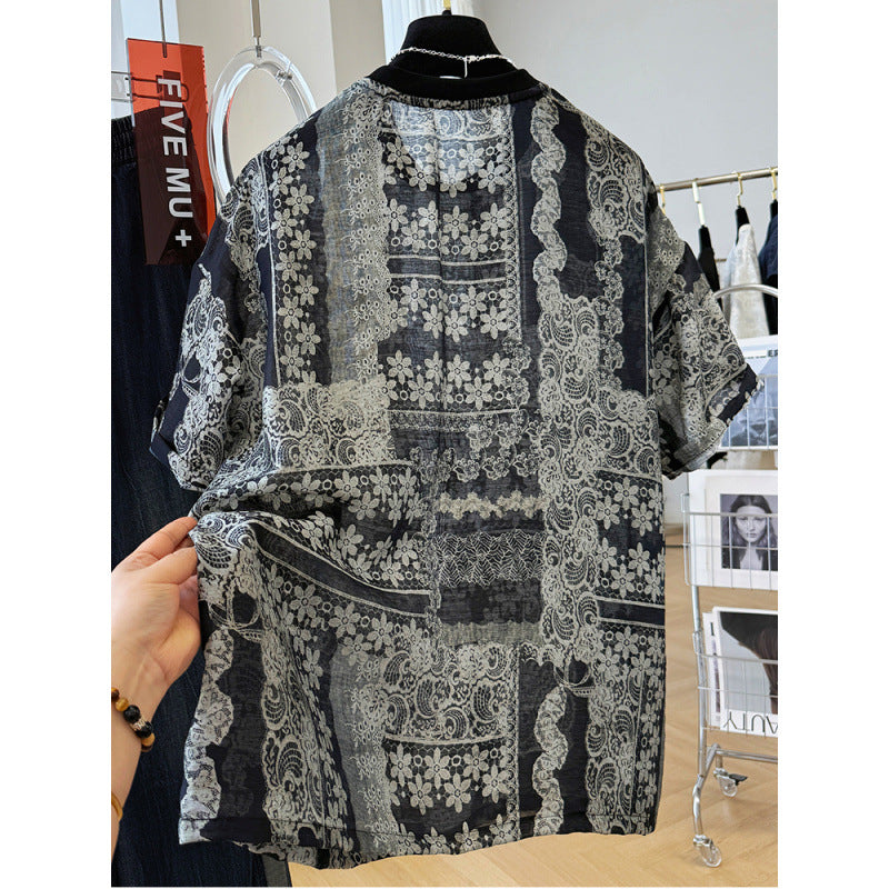 Premium sense retro loose lazy wind short-sleeved T-shirt women's summer thin temperament shirt super good-looking top