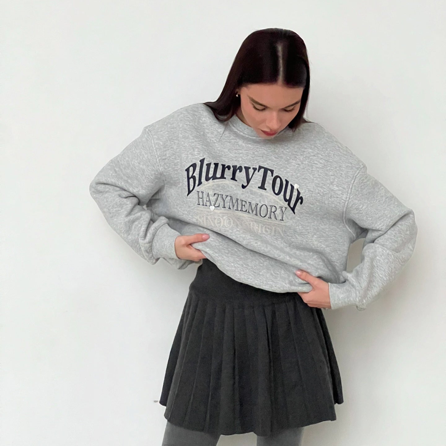 's new women's top, personalized fashion letter printing contrasting color crew neck sweater custom women's models