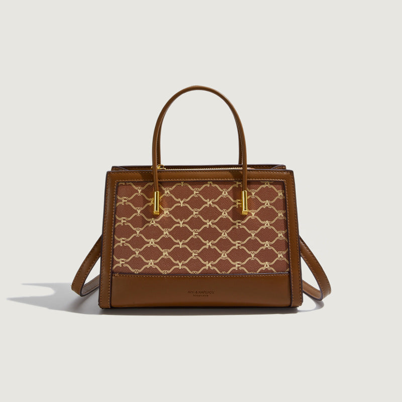 2025 hot-selling handbag women's popular fashion retro printed shoulder bag high-end sense large-capacity commuter bag wholesale