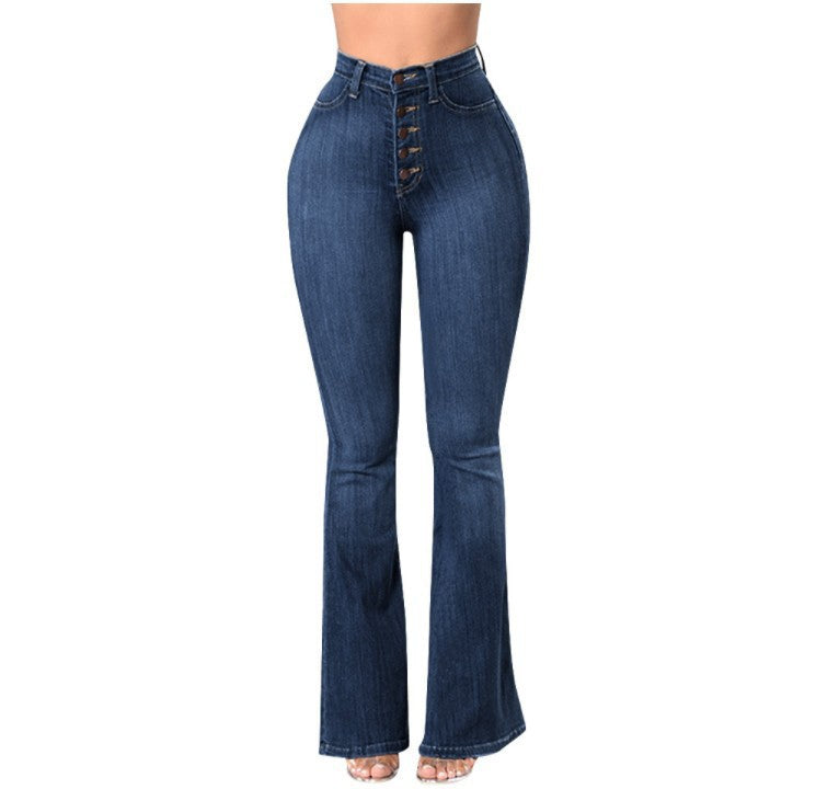 Popular trade New supply High waist elastic wide leg jeans women