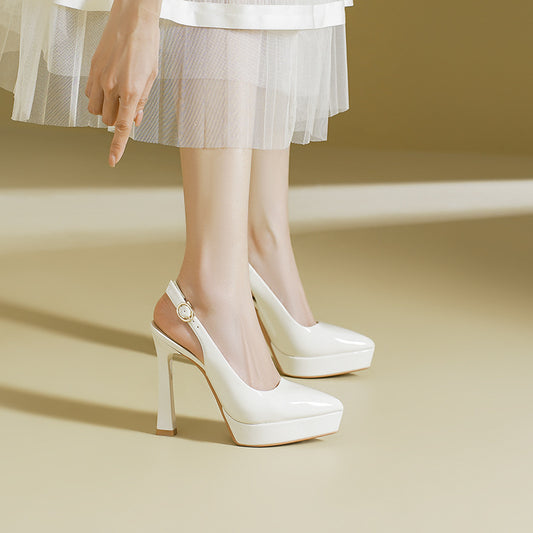 2025 125-C Baotou Backempty Sandals Women's Summer 2025 New Pointed Thin Heel High Heels Waterproof Table Not Tired Foot Shoes