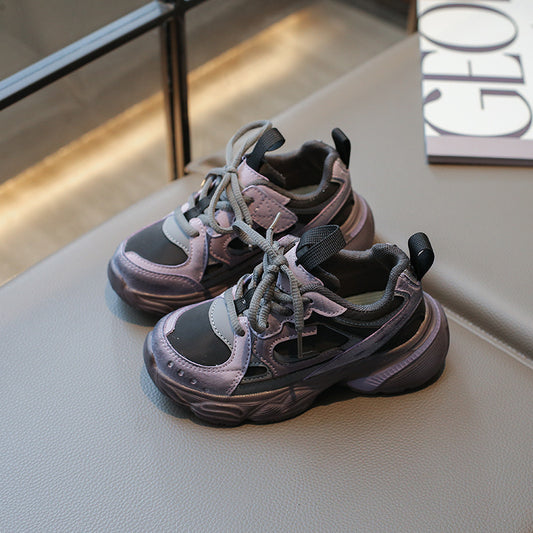 flowersverse Spring New Children's Soft Bottom Dad Shoes Super Hot Boys Running Shoes Girls Stylish and Lightweight Fashionable Sports Shoes