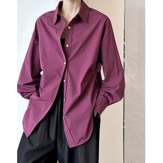 2025 2025 early spring new Korean fashion lapel design sense niche chic long-sleeved shirt women 24172