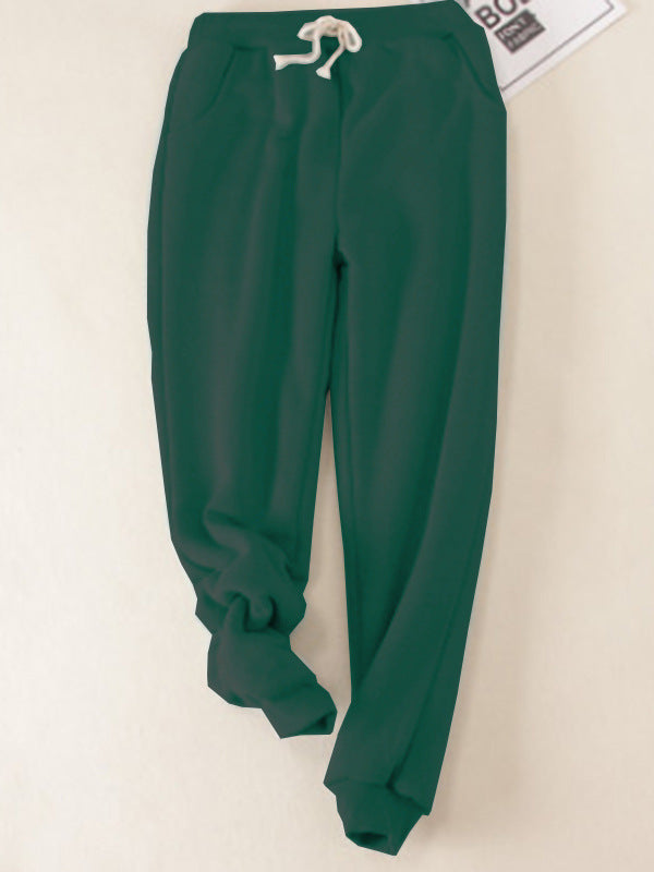 flowersverse Cross-Border Lambswool Thickened Warm Sweatpants Ankle-Tied Winter Loose Casual Pants for Women Velvet in Stock