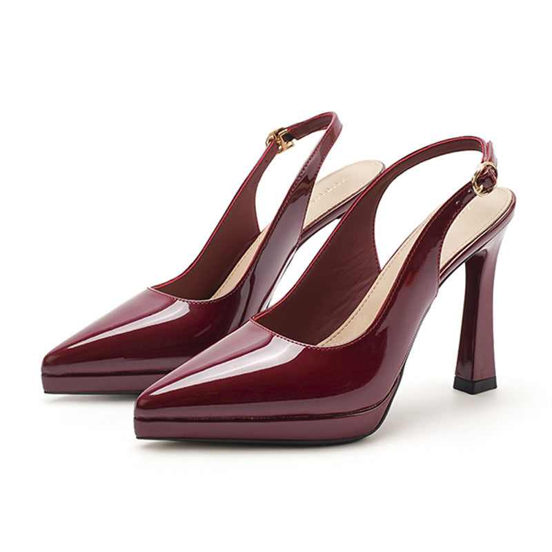 2025 125-C Baotou Backempty Sandals Women's Summer 2025 New Pointed Thin Heel High Heels Waterproof Table Not Tired Foot Shoes