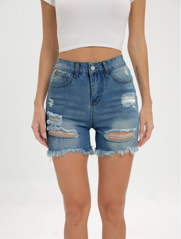 Popular trade New supply, broken tassel slim denim shorts for women