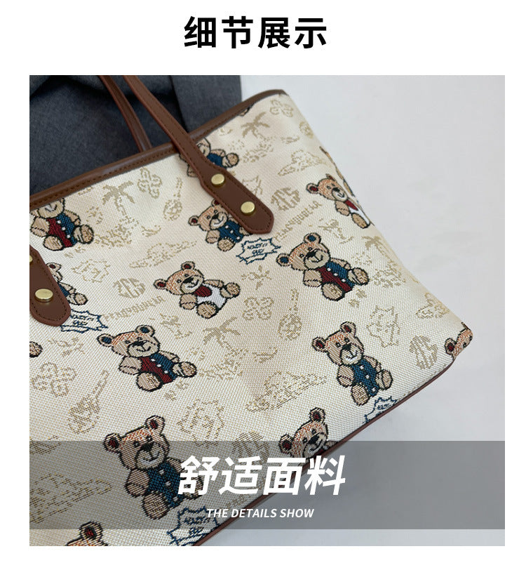 FLOWERSVERSE Processing Customized Large Capacity Bag Female New Simple and Versatile Shoulder Bag Texture Class Commuter Tote