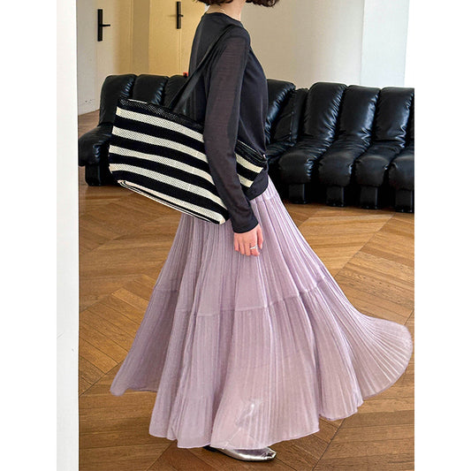 2025 spring new Korean version of dopamine pleated design sense atmosphere trend pleated skirt half-length skirt 702